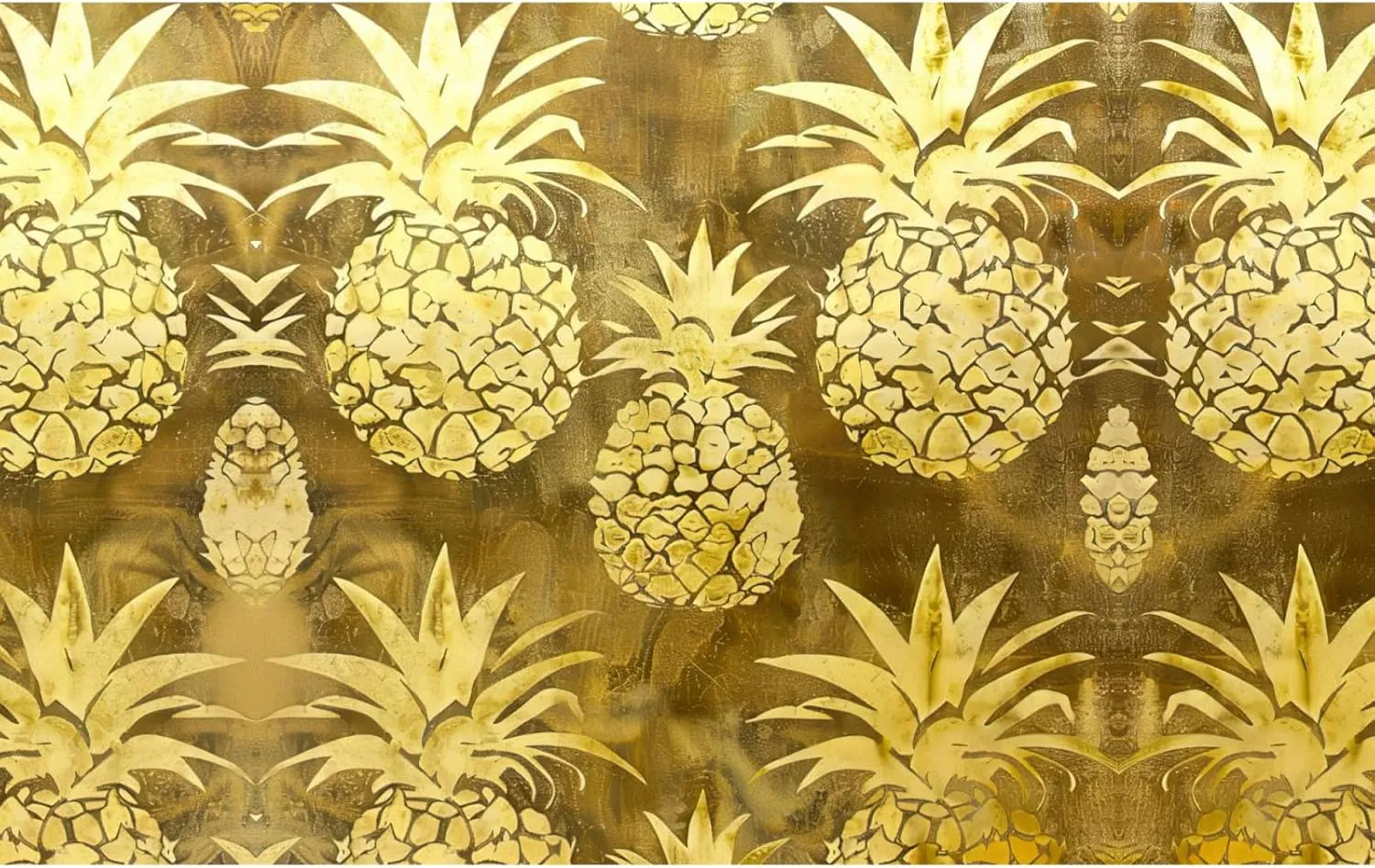 Gold Pineapple Background Print Vintage Canvas Backpack,Travel Bag,Stylish And Lightweight With Multiple Pockets