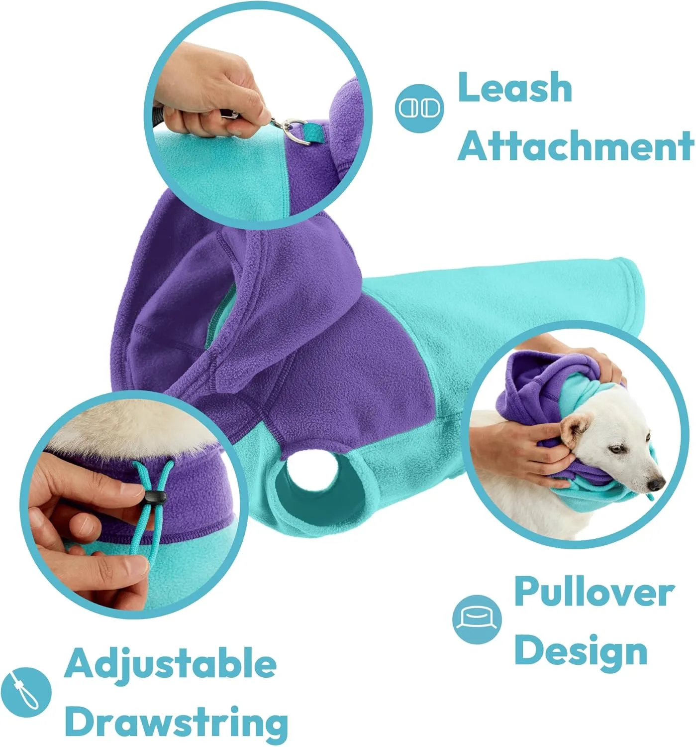 Gooby Dog Vest Hoodie - Green, X-Small - Fleece, Soft, Two Tone - Durable Leash Ring - Abrasion-Resistant Stitching - Perfect for Small Dogs