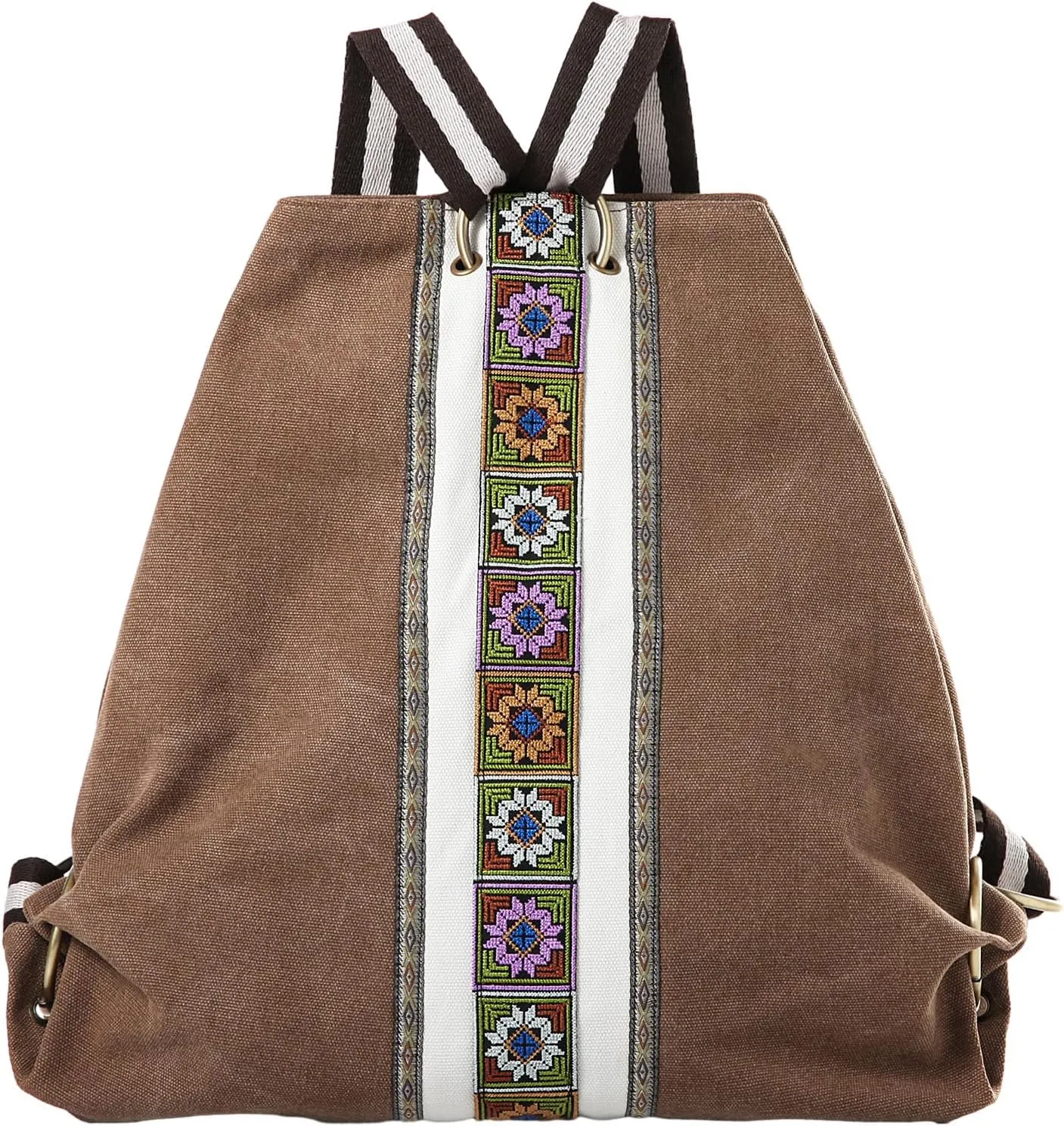 Goodhan Women Canvas Backpack Daypack Casual Shoulder Bag, Vintage Heavy-duty Anti-theft Travel Backpack
