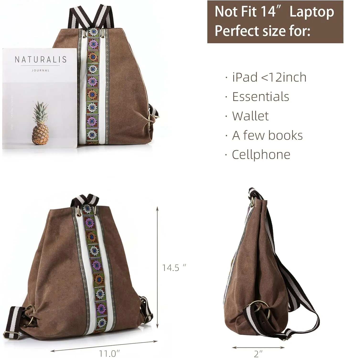 Goodhan Women Canvas Backpack Daypack Casual Shoulder Bag, Vintage Heavy-duty Anti-theft Travel Backpack
