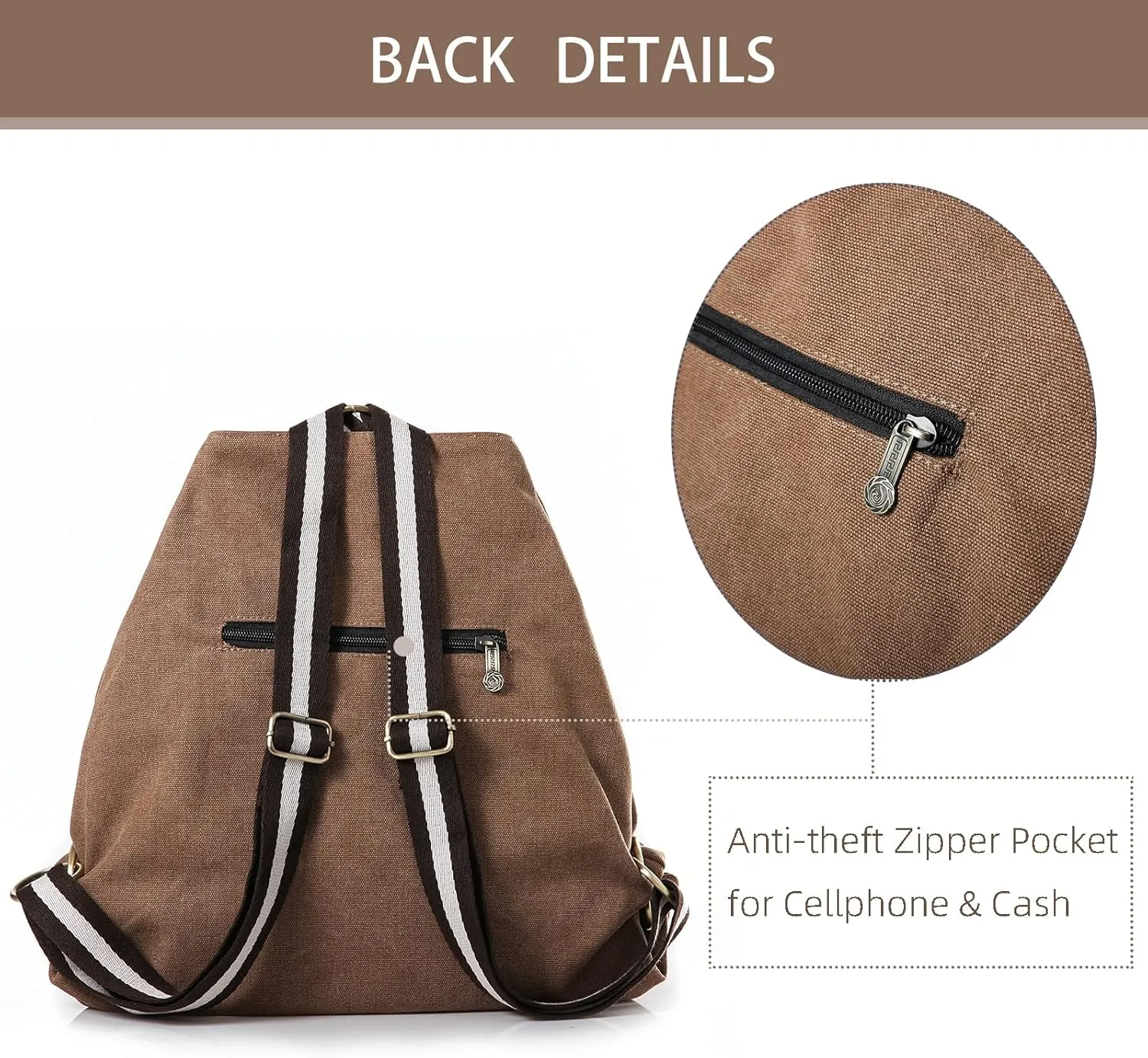 Goodhan Women Canvas Backpack Daypack Casual Shoulder Bag, Vintage Heavy-duty Anti-theft Travel Backpack