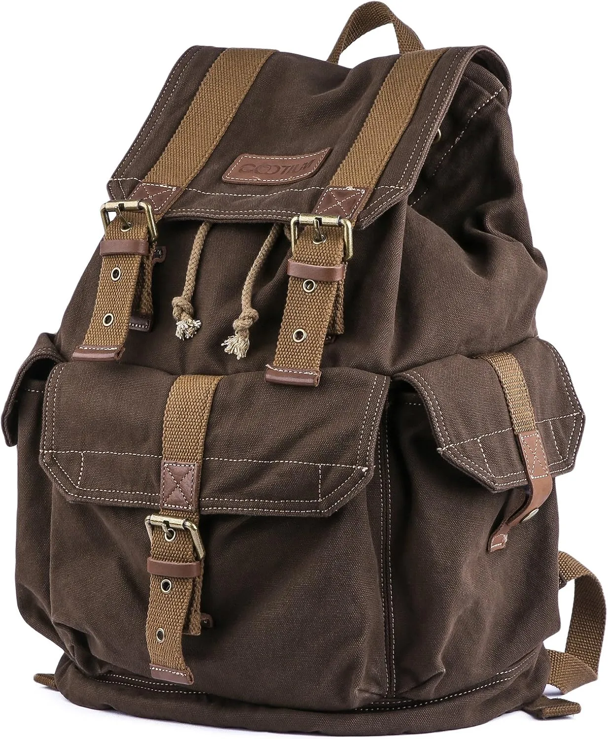 Gootium 21101CF Specially High Density Thick Canvas Backpack Rucksack,Coffee