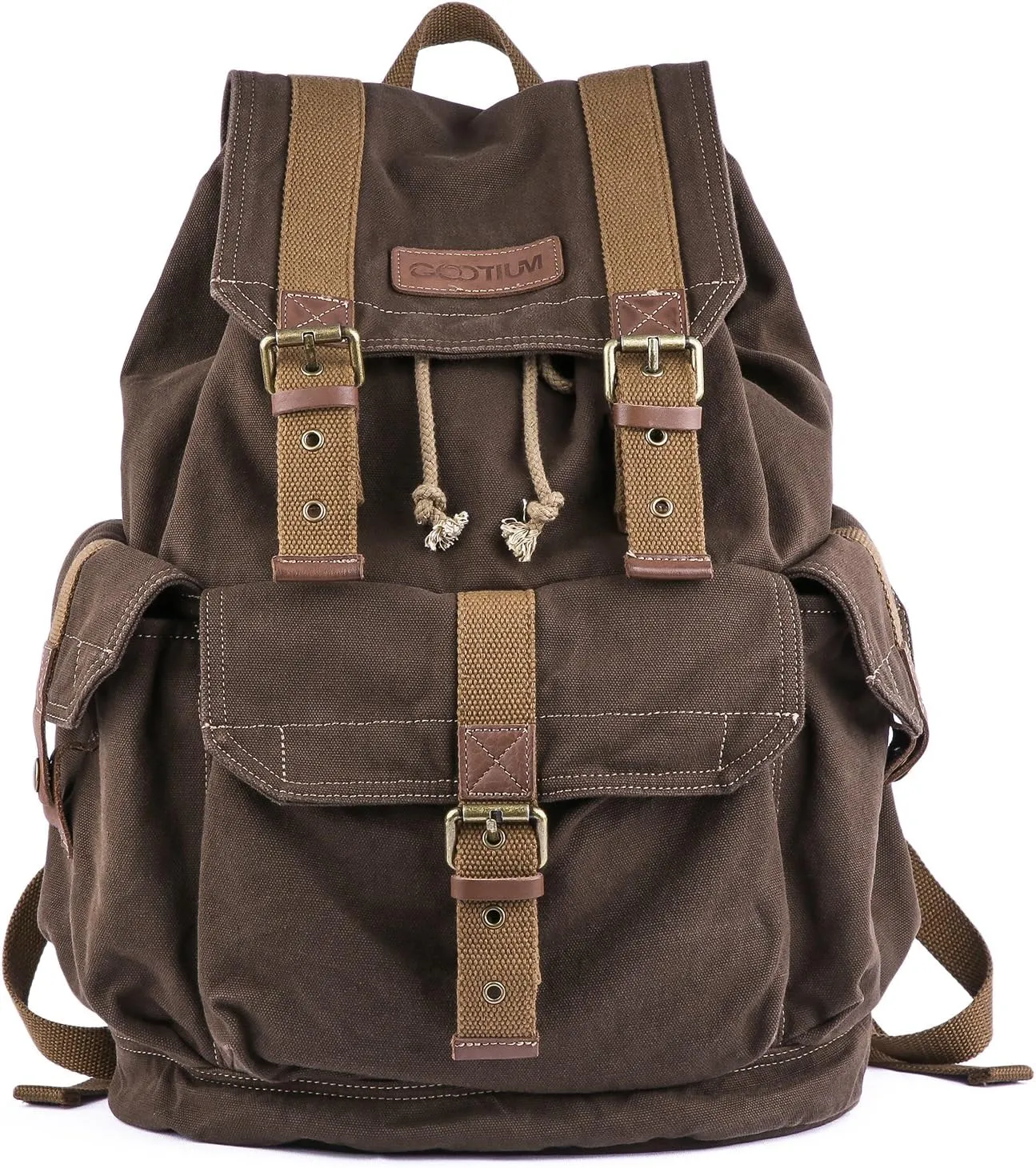 Gootium 21101CF Specially High Density Thick Canvas Backpack Rucksack,Coffee