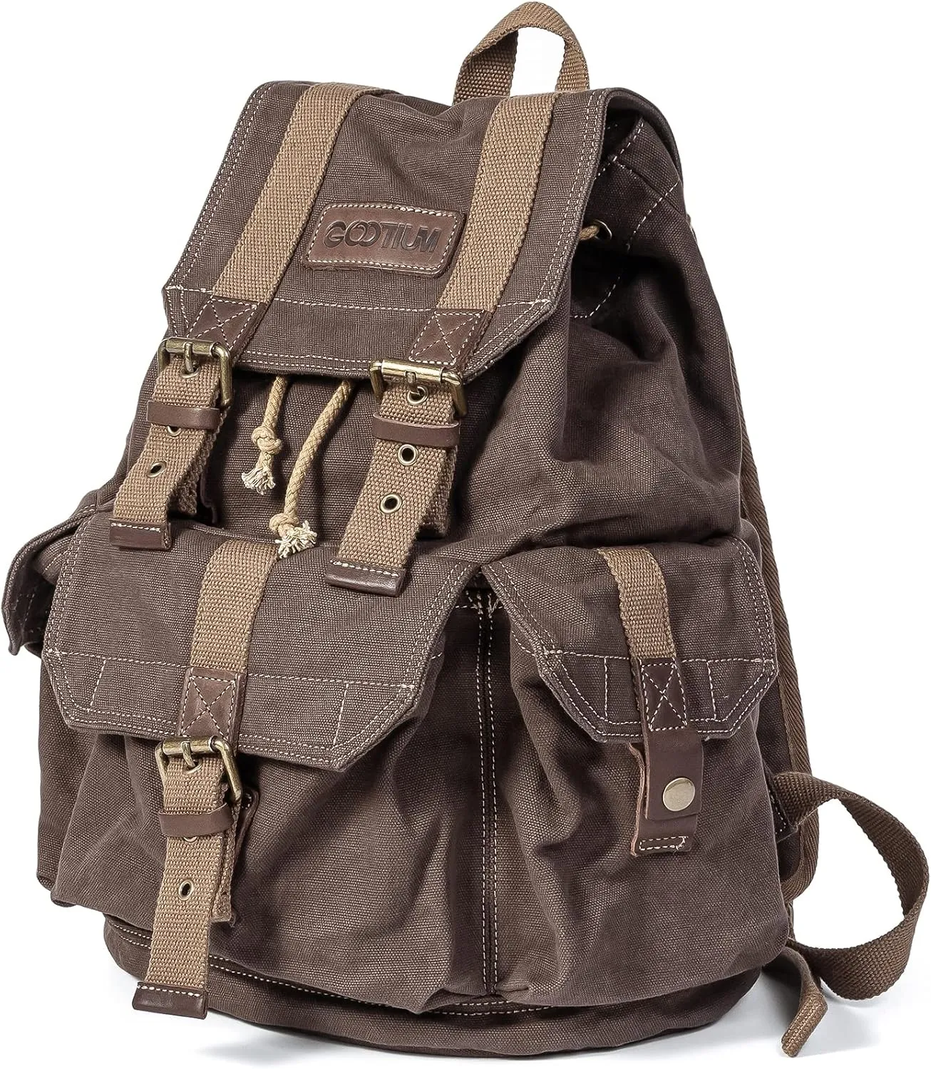 Gootium 21101KA-S Specially High Density Thick Canvas Backpack Rucksack, Coffee, Small