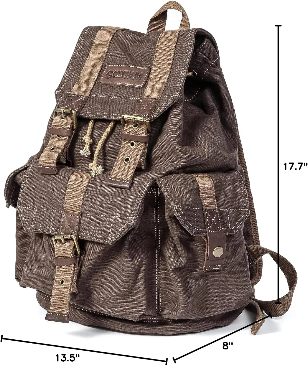 Gootium 21101KA-S Specially High Density Thick Canvas Backpack Rucksack, Coffee, Small