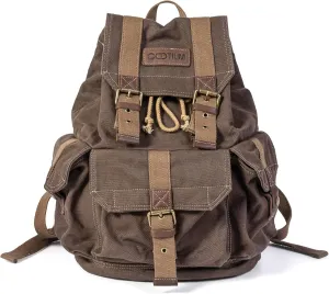Gootium 21101KA-S Specially High Density Thick Canvas Backpack Rucksack, Coffee, Small
