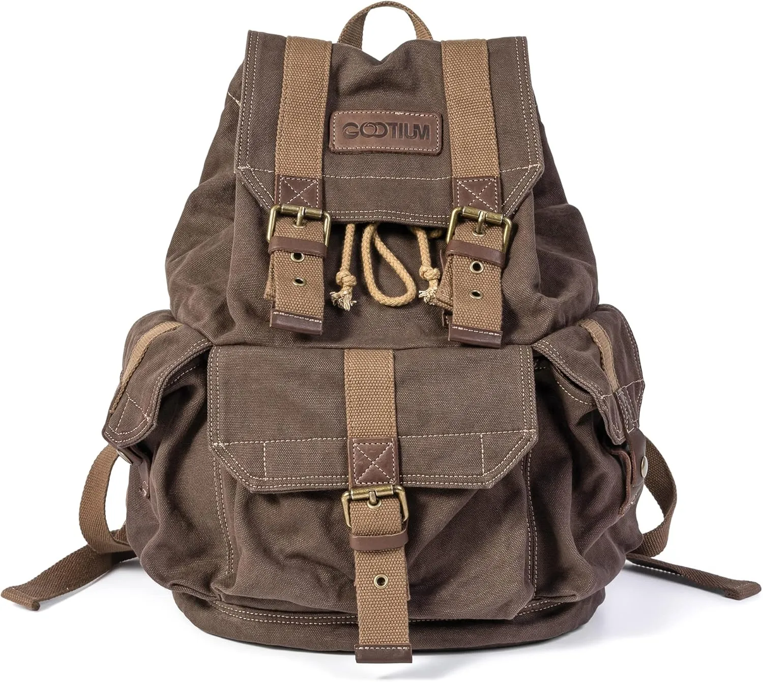 Gootium 21101KA-S Specially High Density Thick Canvas Backpack Rucksack, Coffee, Small