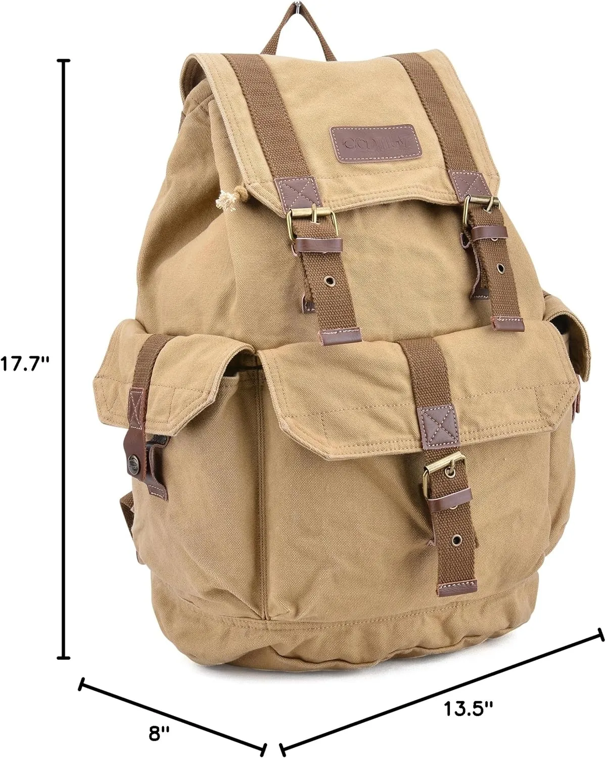 Gootium 21101KA Specially High Density Thick Canvas Backpack Rucksack,Khaki
