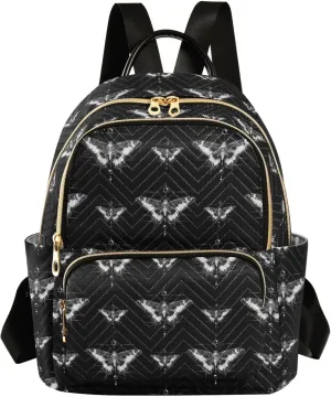Goth Skull Backpack Purse, Ladies Fashion Shoulder Bag Small Bookbag Daypack Travel Bag for Women