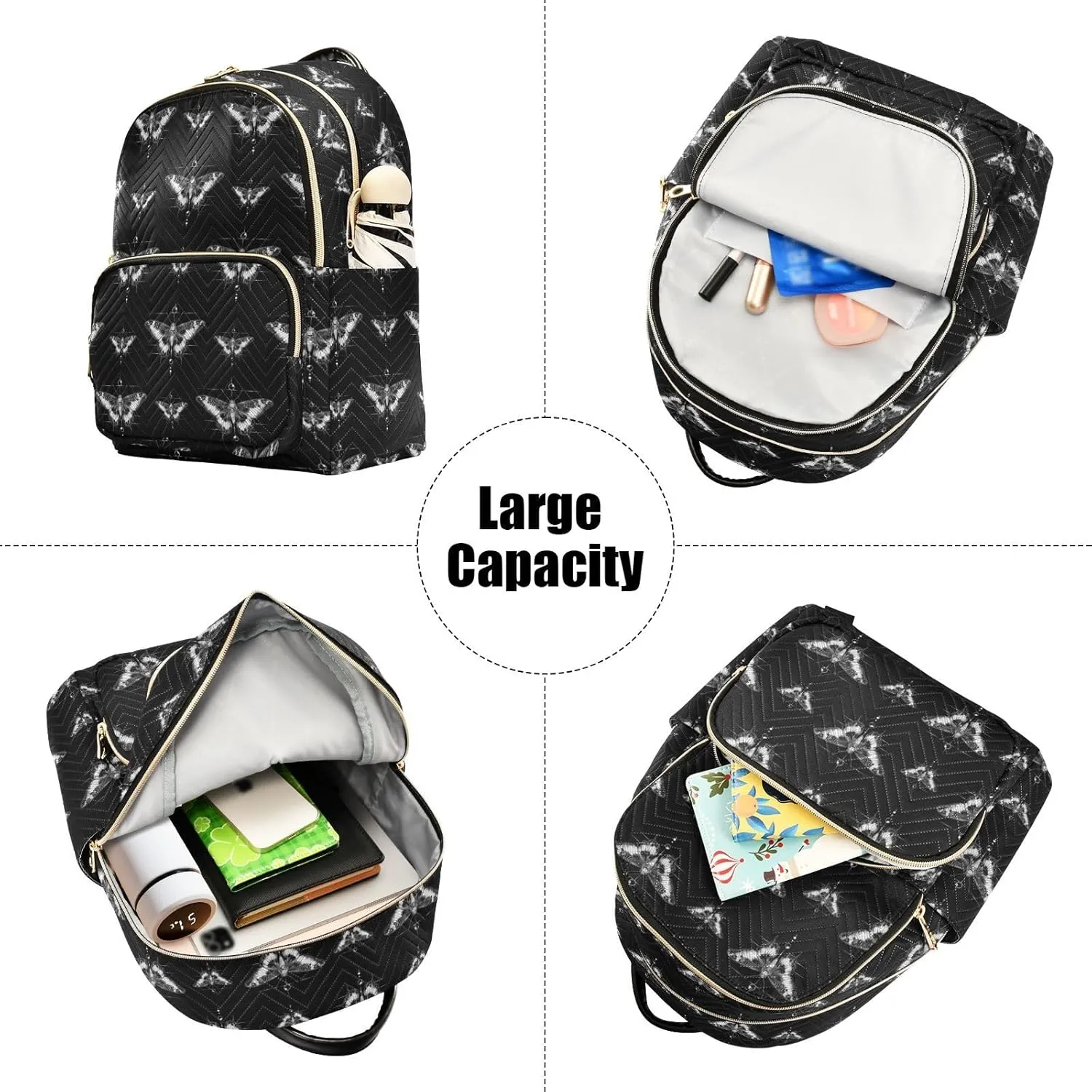 Goth Skull Backpack Purse, Ladies Fashion Shoulder Bag Small Bookbag Daypack Travel Bag for Women