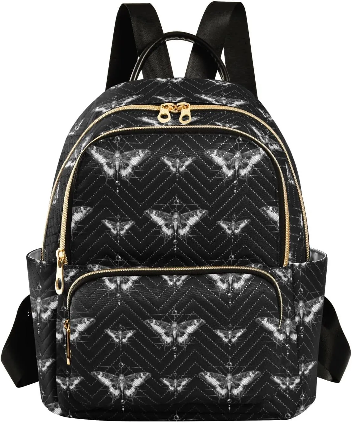 Goth Skull Backpack Purse, Ladies Fashion Shoulder Bag Small Bookbag Daypack Travel Bag for Women