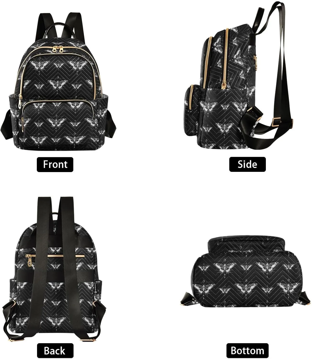 Goth Skull Backpack Purse, Ladies Fashion Shoulder Bag Small Bookbag Daypack Travel Bag for Women