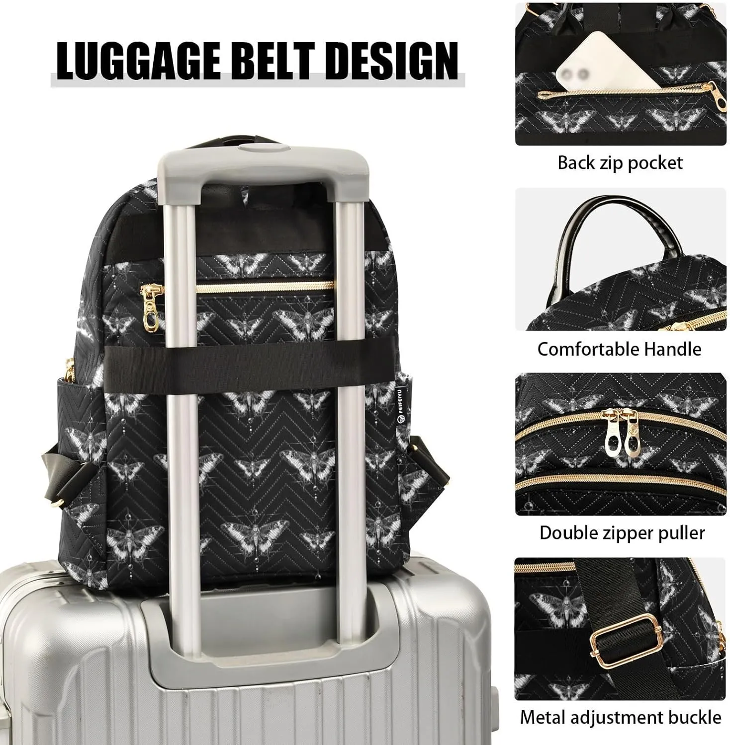 Goth Skull Backpack Purse, Ladies Fashion Shoulder Bag Small Bookbag Daypack Travel Bag for Women