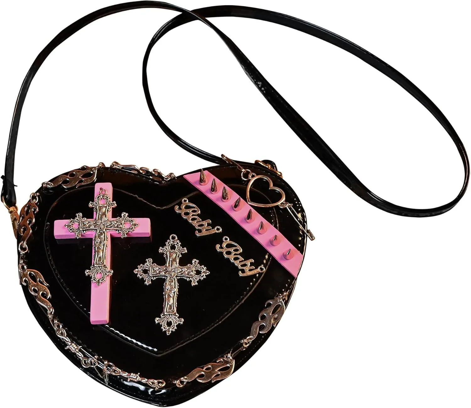 Gothic Punk purse bag Y2K Heart Cute Lolita shoulder bag for women