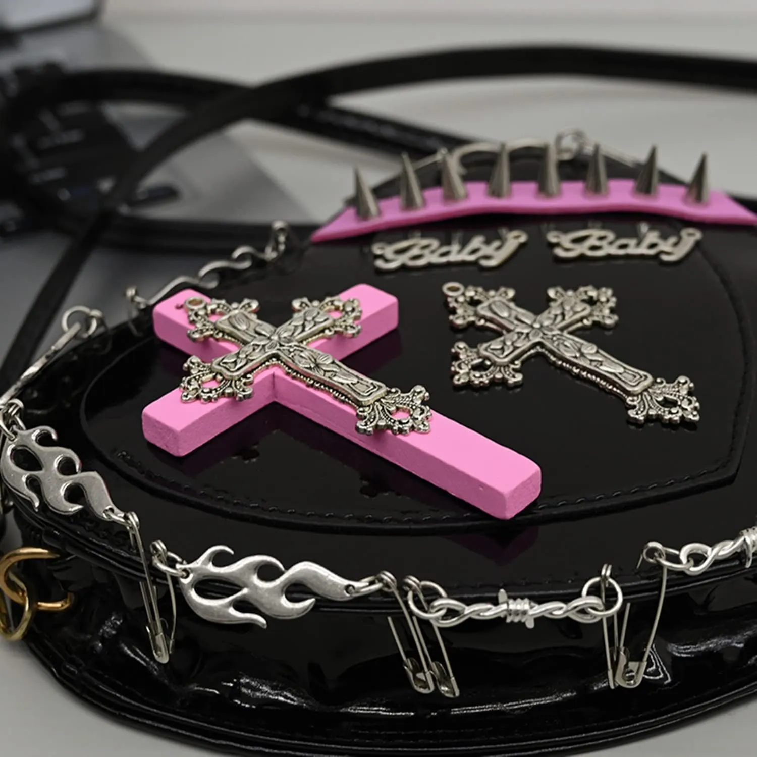 Gothic Punk purse bag Y2K Heart Cute Lolita shoulder bag for women