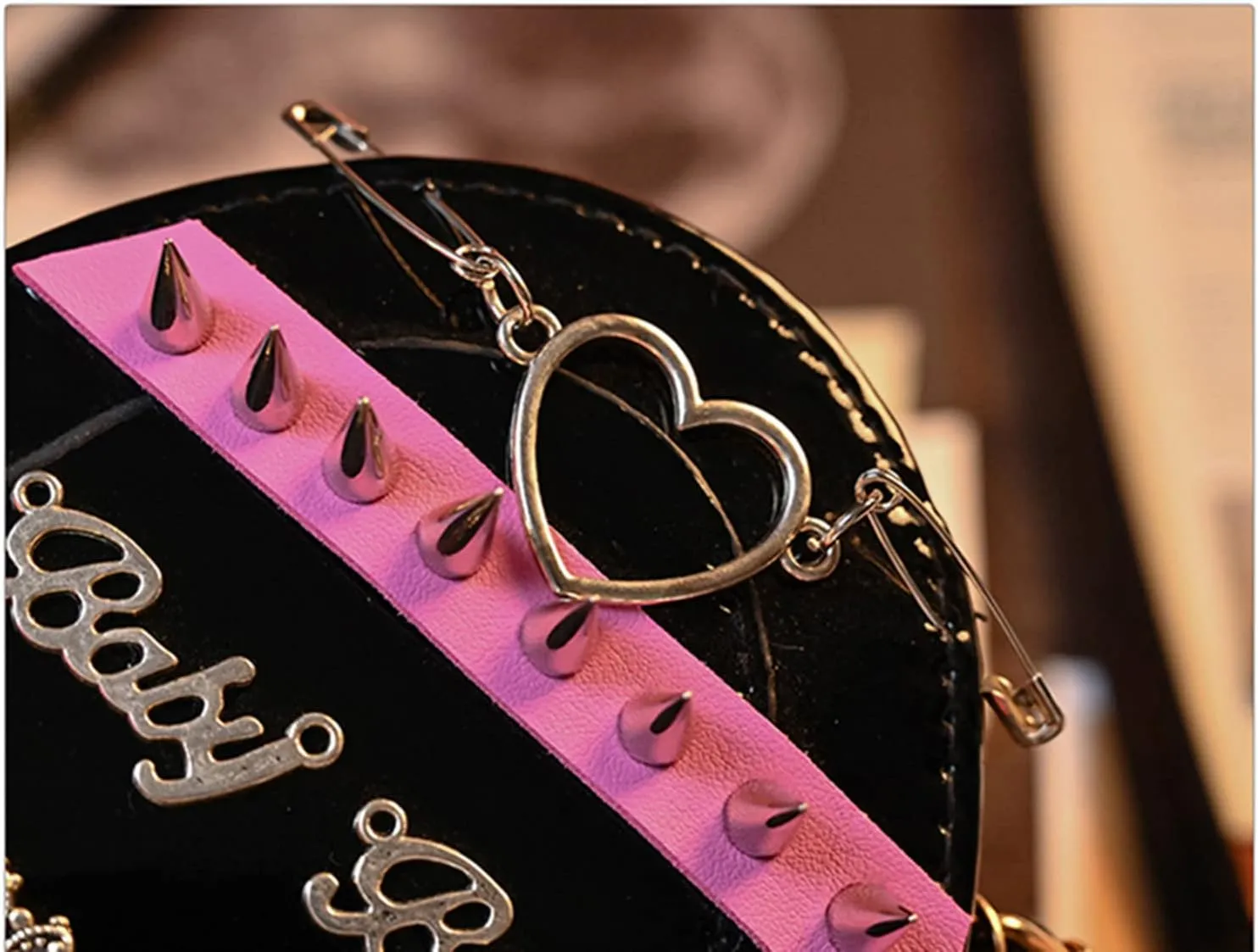 Gothic Punk purse bag Y2K Heart Cute Lolita shoulder bag for women