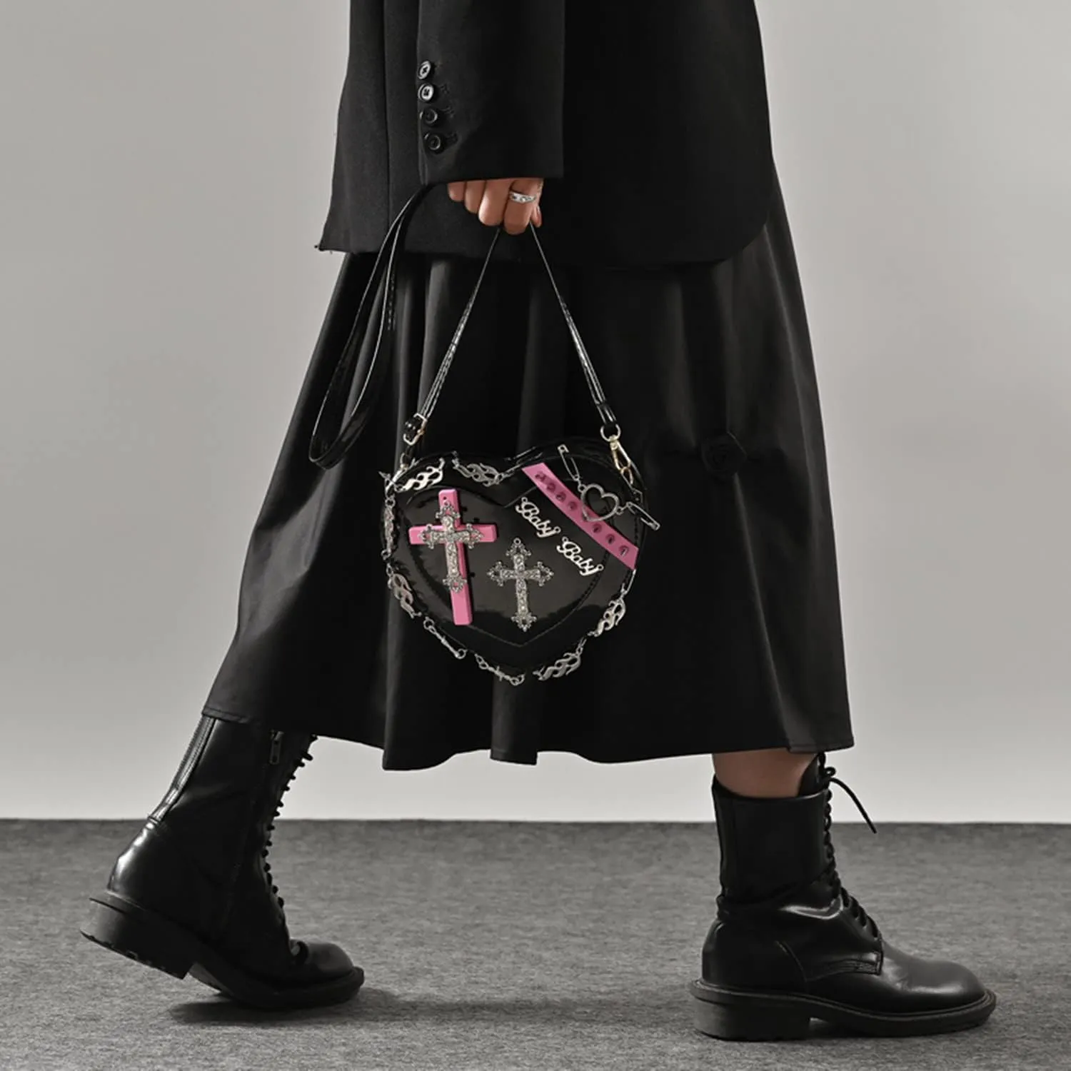 Gothic Punk purse bag Y2K Heart Cute Lolita shoulder bag for women