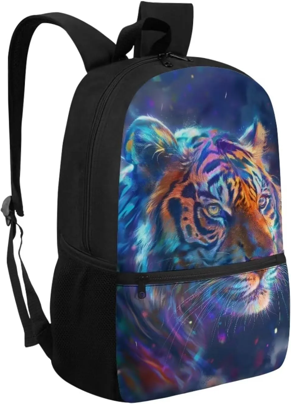 Gradient Tiger Print Backpack for Girls 6-12 Cute Backpack Waterproof Portable Bookbag with Handle Straps Casual Canvas Travel Daypack