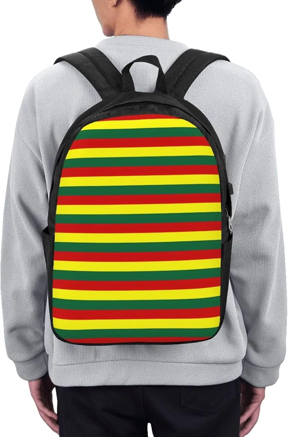 Grenada Flag Stripes Travel Backpack 17-Inch Laptop Backpacks Business Rucksack Casual Sport Daypack with USB Charging Port Carry-on Bag for Camping Biking