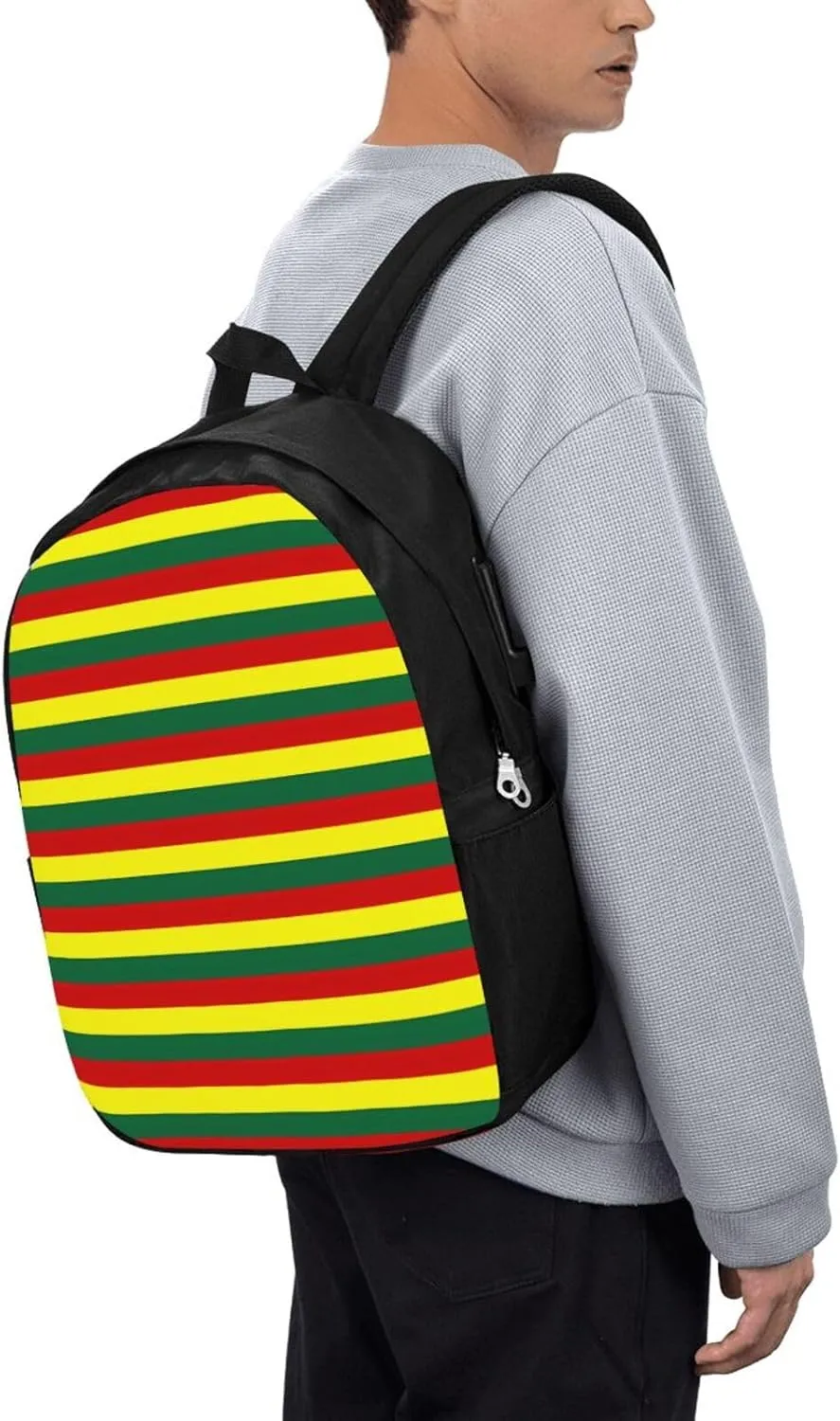 Grenada Flag Stripes Travel Backpack 17-Inch Laptop Backpacks Business Rucksack Casual Sport Daypack with USB Charging Port Carry-on Bag for Camping Biking