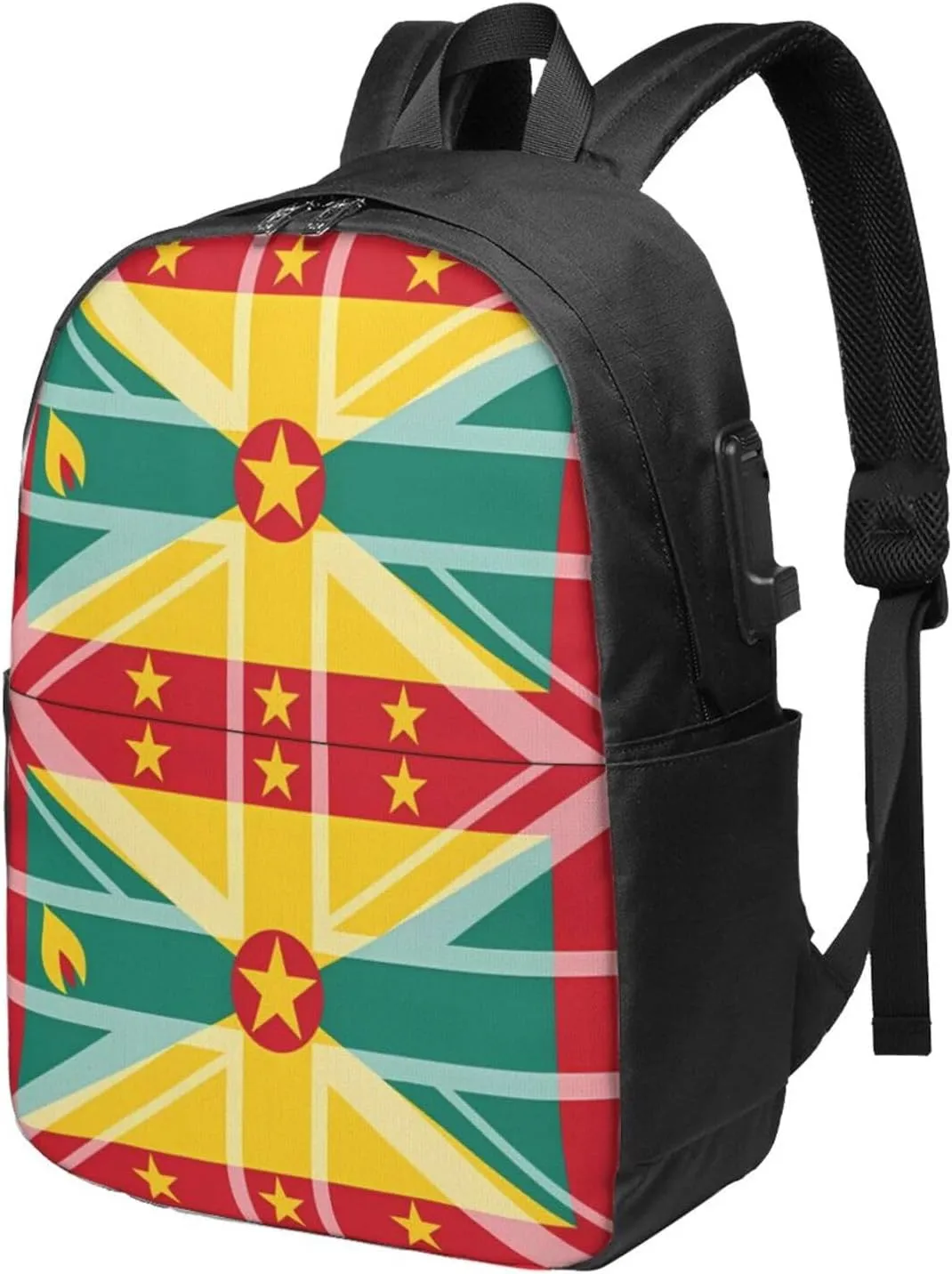 Grenada UK Flag Travel Backpack 17-Inch Laptop Backpacks Business Rucksack Casual Sport Daypack with USB Charging Port Carry-on Bag for Camping Biking