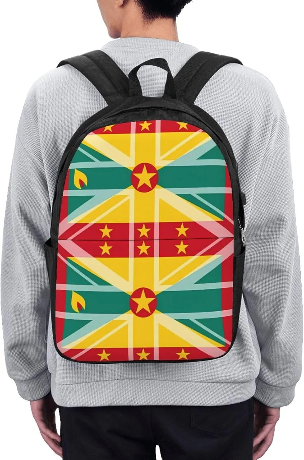 Grenada UK Flag Travel Backpack 17-Inch Laptop Backpacks Business Rucksack Casual Sport Daypack with USB Charging Port Carry-on Bag for Camping Biking