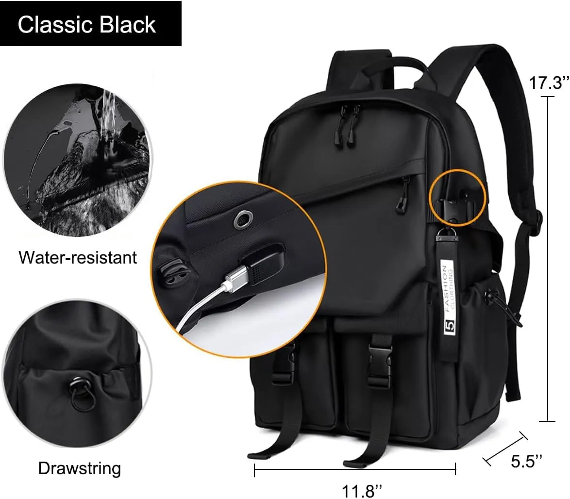 GSAD School Backpack for Boy Casual Aesthetic Backpack for Teens Girls Middle School Bookbag Travel Students Back Pack Daypack Grey