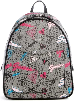 GUESS Women's Stanzler Black Logo Graphic Graffiti Print Backpack