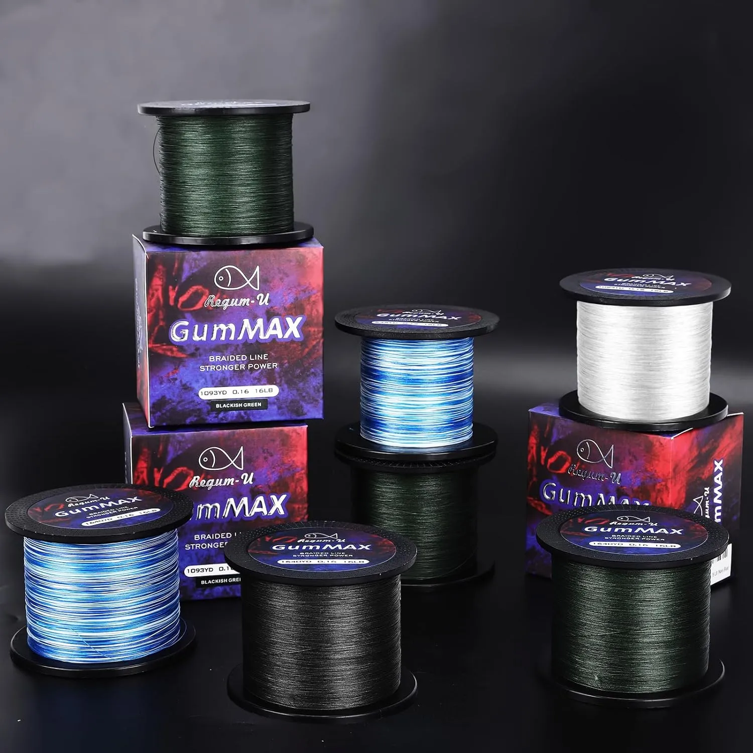 GumMAX 545/1093/1640yds 5-100LB 8X Braided Fishing Line Abrasion Resistant Superline Zero Stretch & Smaller Diameter Confuse & Never Fade in Saltwater and Freshwater