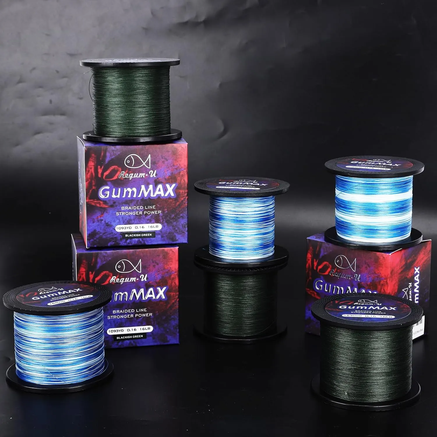 GumMAX 545/1093/1640yds 5-100LB 8X Braided Fishing Line Abrasion Resistant Superline Zero Stretch & Smaller Diameter Confuse & Never Fade in Saltwater and Freshwater