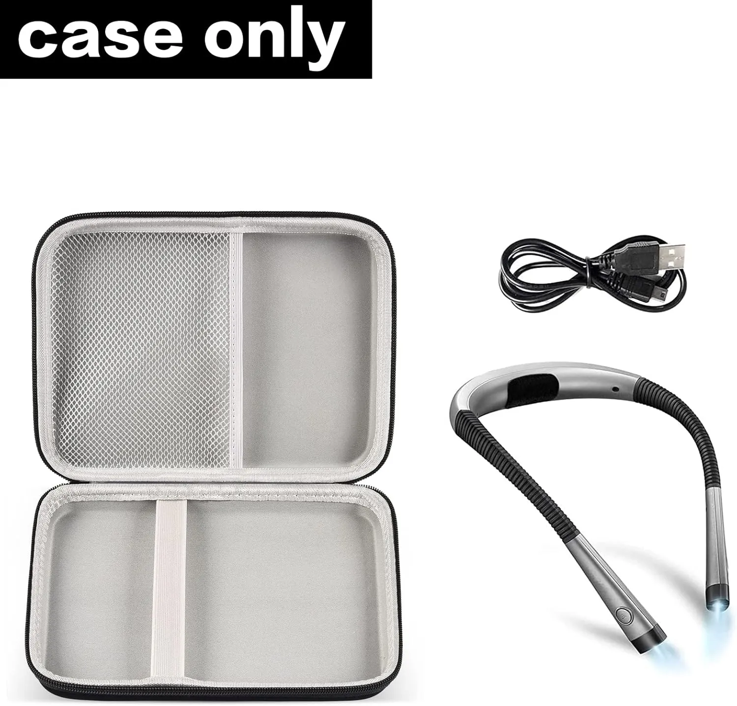 GWCASE Case Compatible with Glocusent/for Vekkia/for LITOM/for LEDGLE/for TAKKUI LED Neck Reading Light Book Light for Reading in Bed. Storage Carrying Holder Fits for USB Cable (Box Only)-Black