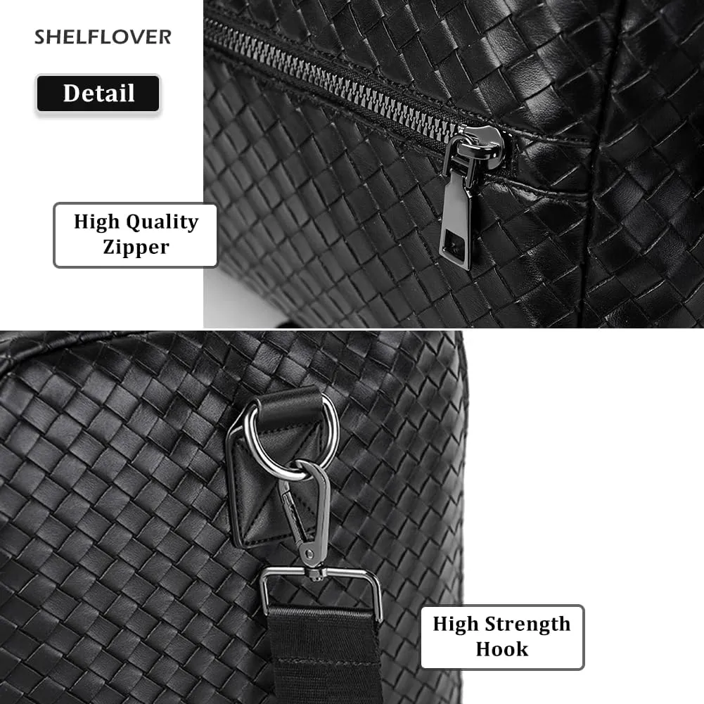 Gym Bag for Women & Men, Travel Duffel Bag Water Resistant Carry On Weekender Backpack for Airplane, 35L Classic Design, Bright Black Grid