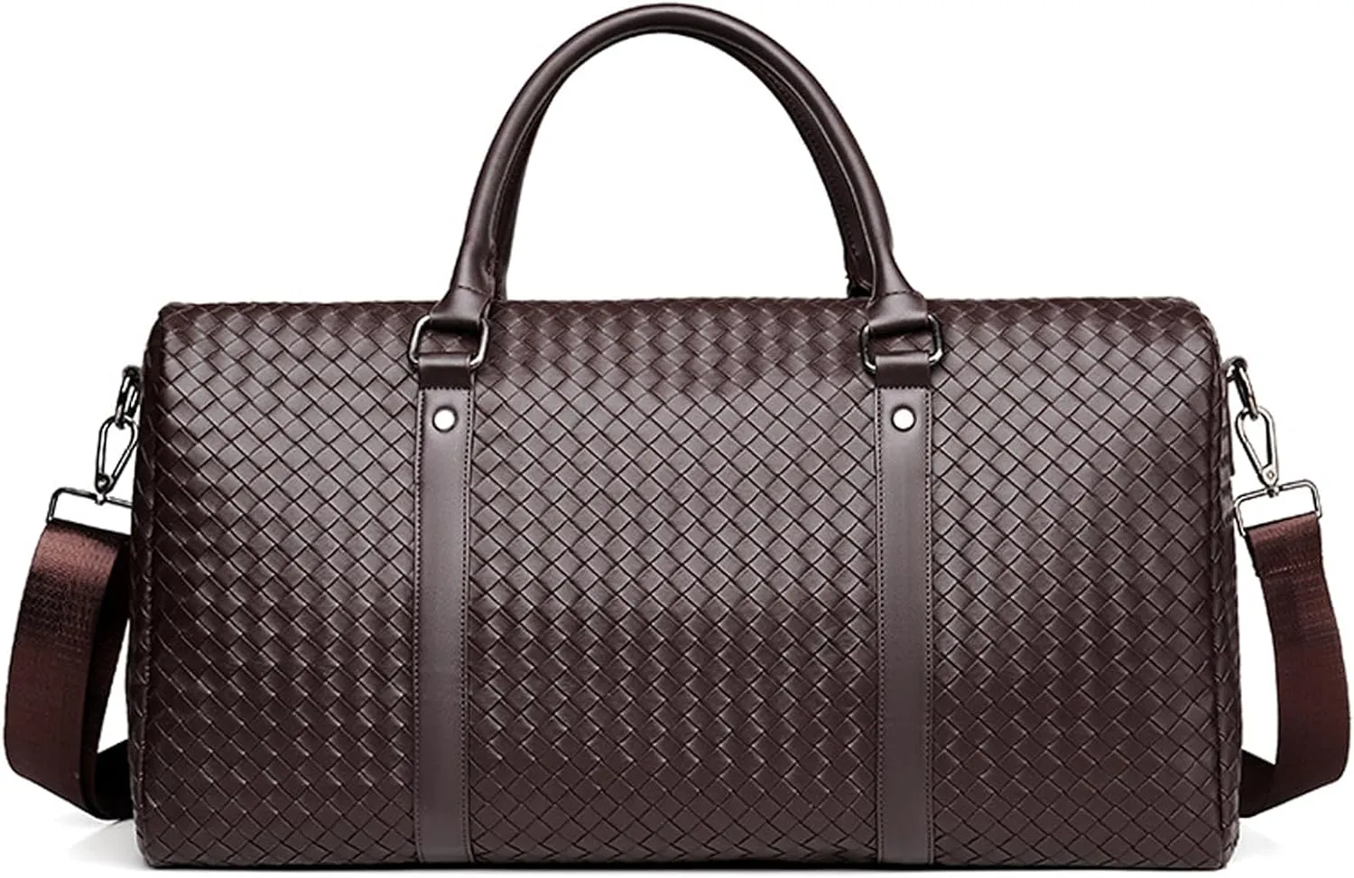 Gym Bag for Women & Men, Travel Duffel Bag Water Resistant Carry On Weekender Backpack for Airplane, 35L Classic Design, Brown Grid