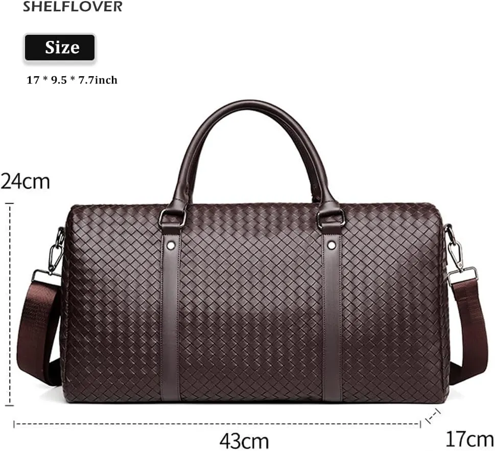 Gym Bag for Women & Men, Travel Duffel Bag Water Resistant Carry On Weekender Backpack for Airplane, 35L Classic Design, Brown Grid