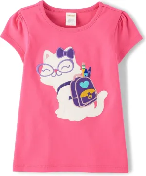 Gymboree Girls' and Toddler School Days Short Sleeve Embroidered Tops