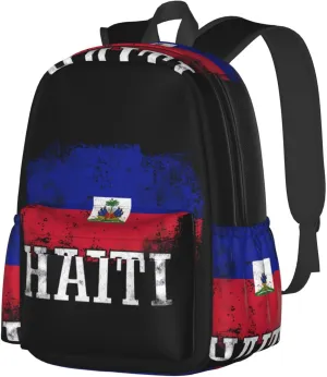 Haitian Haiti Flag Backpack Large Capacity Backpack Lightweight Double Shoulder Bag For Women Men Travel