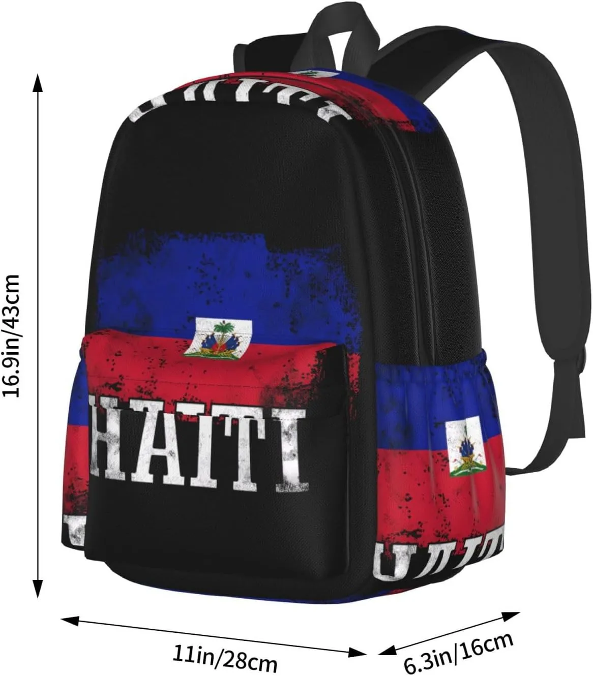 Haitian Haiti Flag Backpack Large Capacity Backpack Lightweight Double Shoulder Bag For Women Men Travel