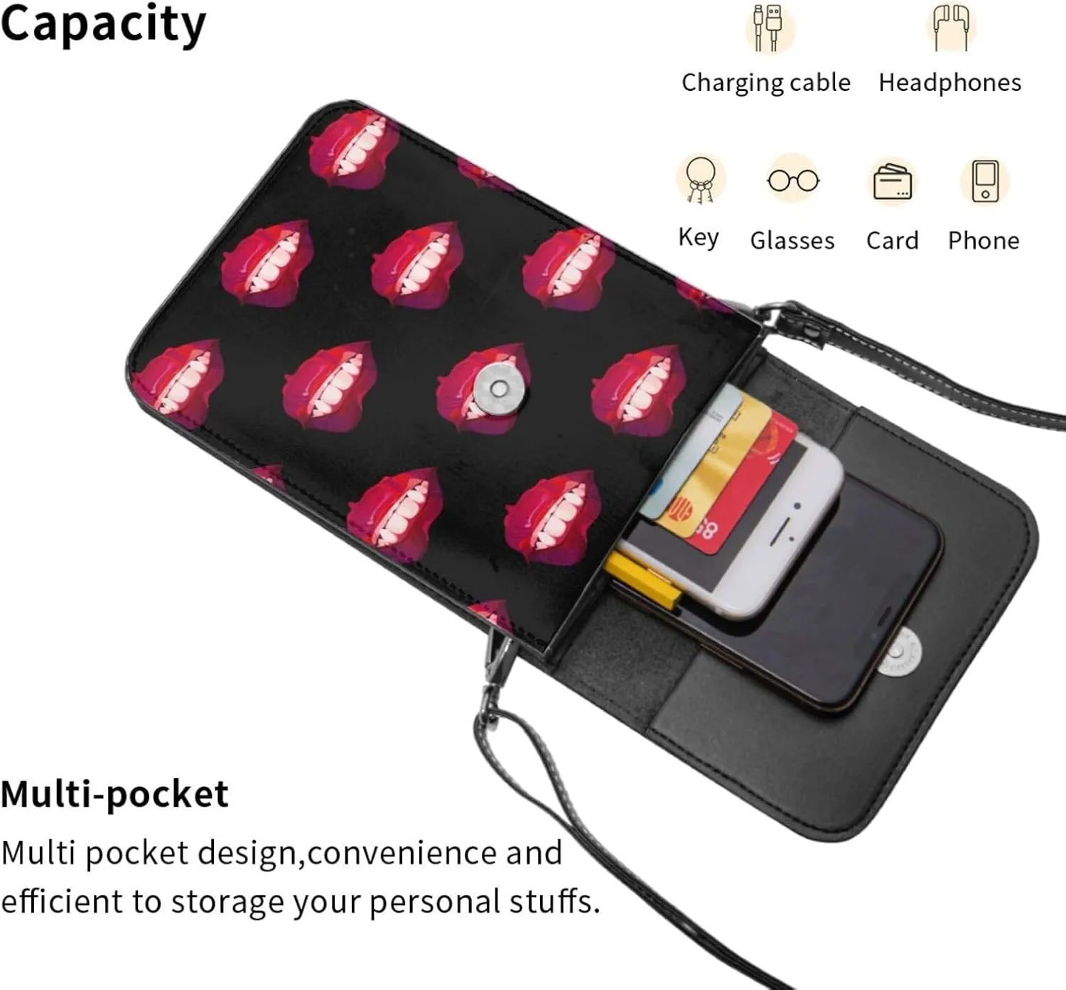 Halloween Witch Riding A Broom Cell Phone Purse Small Crossbody Bag For Women Men Wallet Purses With Adjustable Strap