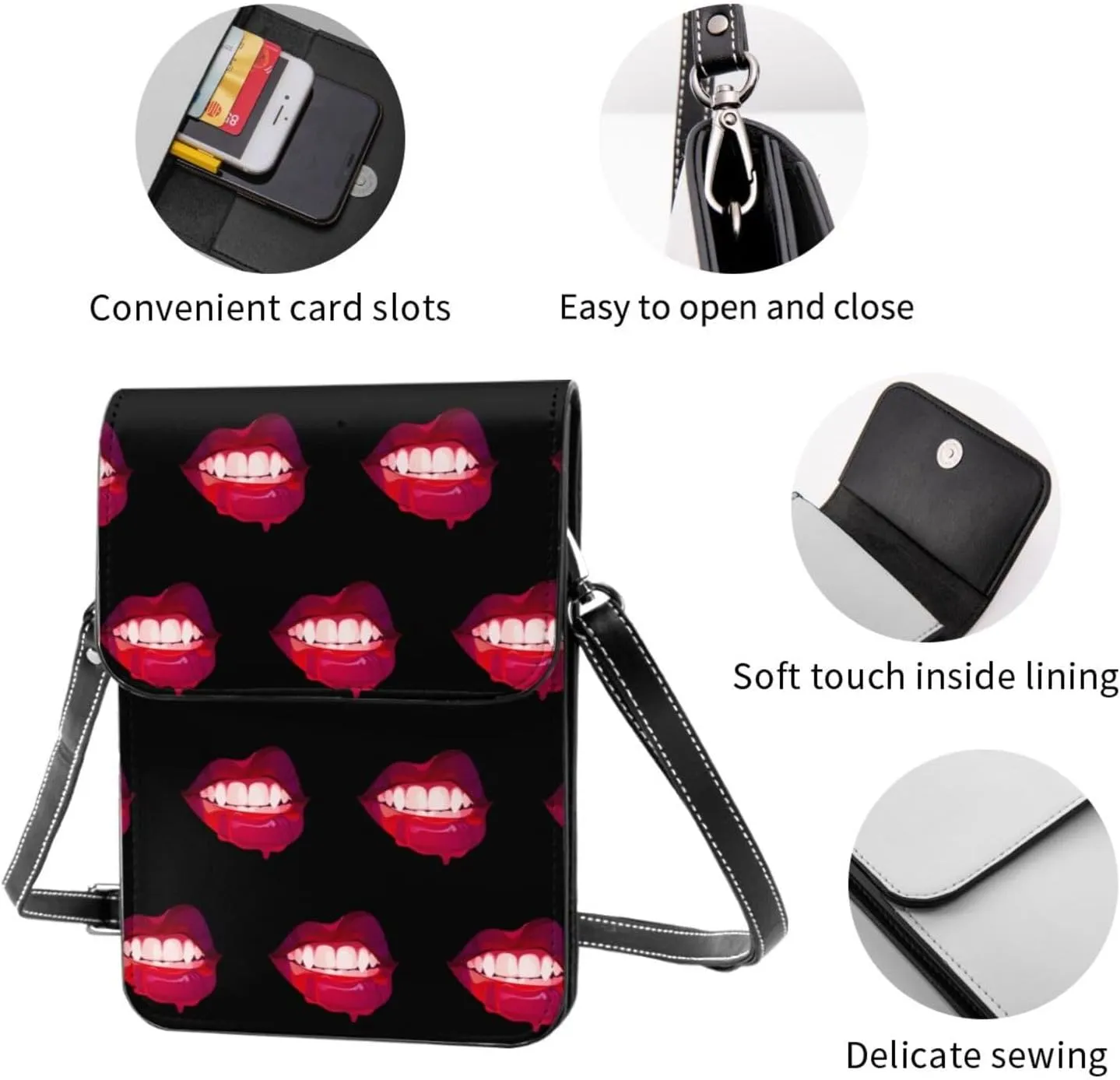Halloween Witch Riding A Broom Cell Phone Purse Small Crossbody Bag For Women Men Wallet Purses With Adjustable Strap