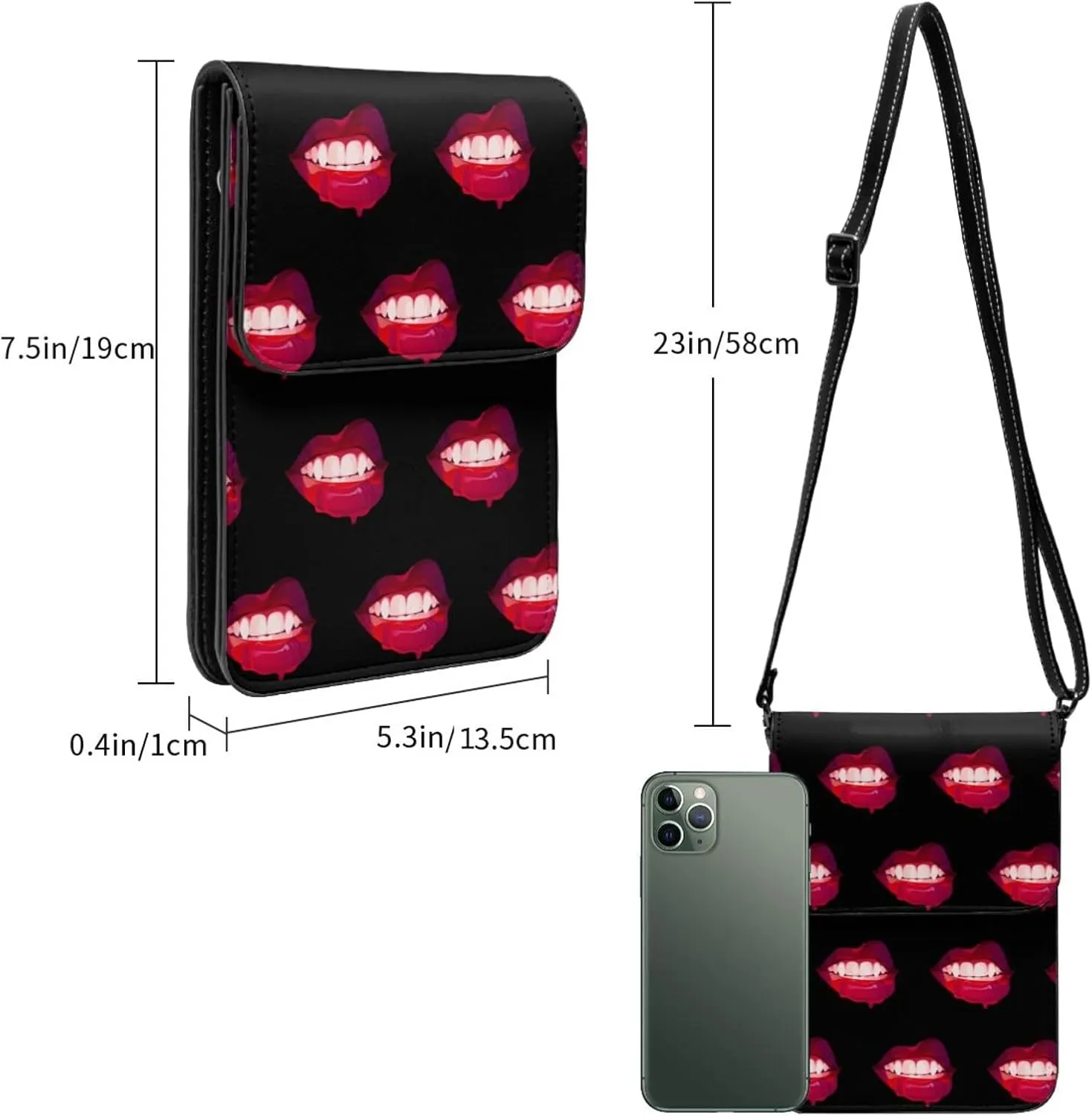 Halloween Witch Riding A Broom Cell Phone Purse Small Crossbody Bag For Women Men Wallet Purses With Adjustable Strap