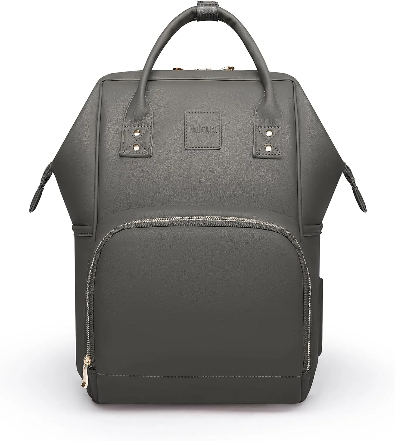 HaloVa Diaper Bag, Leather Backpack Eco-Friendly Leather Daddy Mommy Baby Bag with 24L Capacity & Multiple Pockets (Dark Gray)