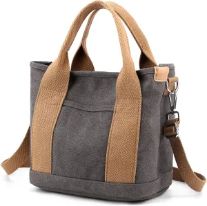 Handbag for Women Multi-Pockets, Canvas Tote Shoulder Bags with Zipper, Satchel Hobo Bag for Travel Work