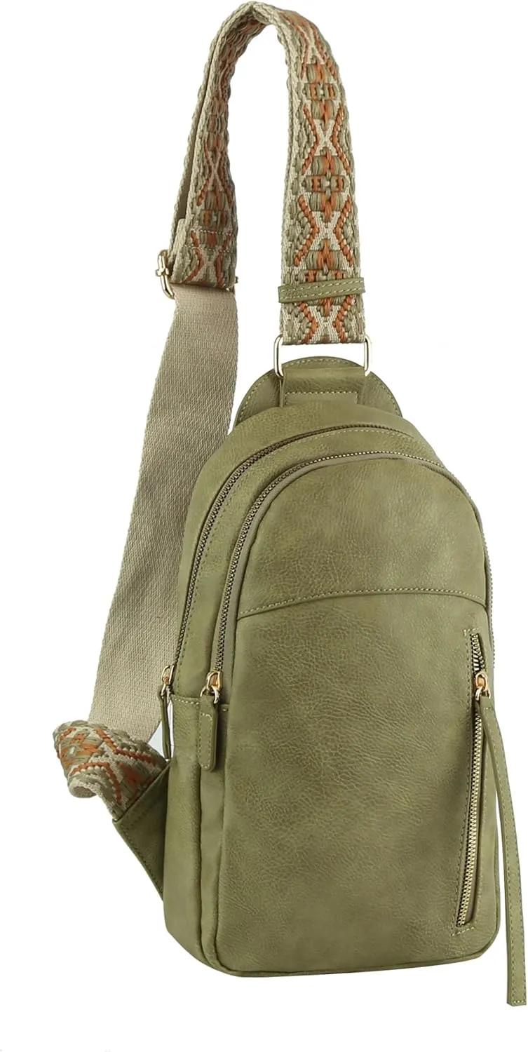 Handbag Republic Chic Simplicity PU Leather Crossbody Chest Bag with Adjustable Strap and Zipper Closure for Women
