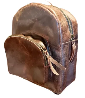 Handcrafted Rustic Leather Backpack Purse