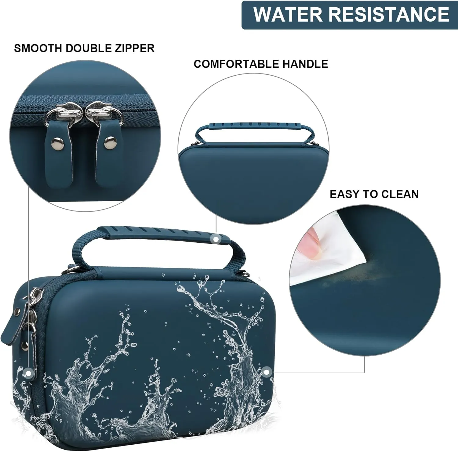 Hard Case for Portable Nebulizer Handheld Mesh Inhaler Spacer Nebulizers Machine for Adults & Kids Travel Household Use, Protective Holder Bag with Mesh Pocket for USB Cable, Battery, Blue