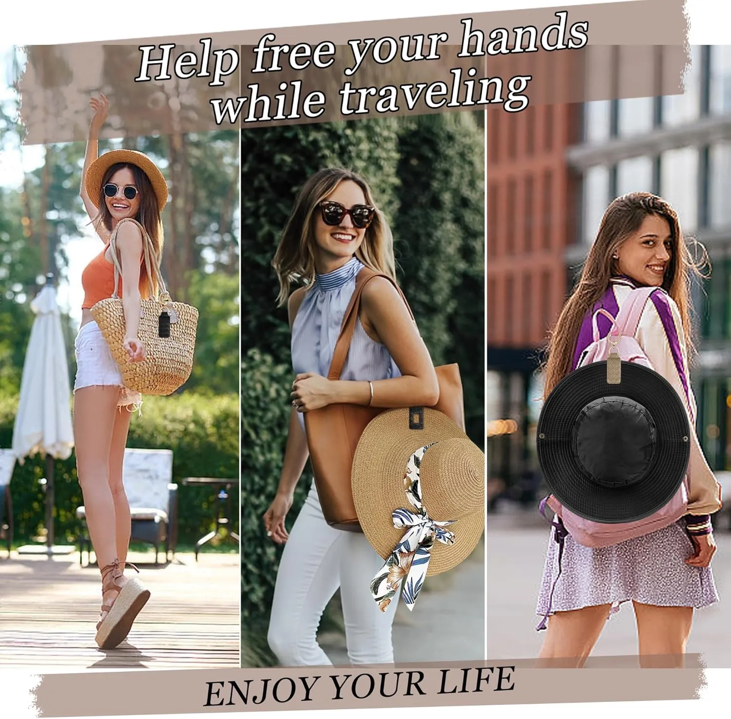 Hat Clip for Travel on Bag Backpack Luggage Fashion PU Leather Non-Magnetic Elastic Hats Holder Sun Cap Accessories