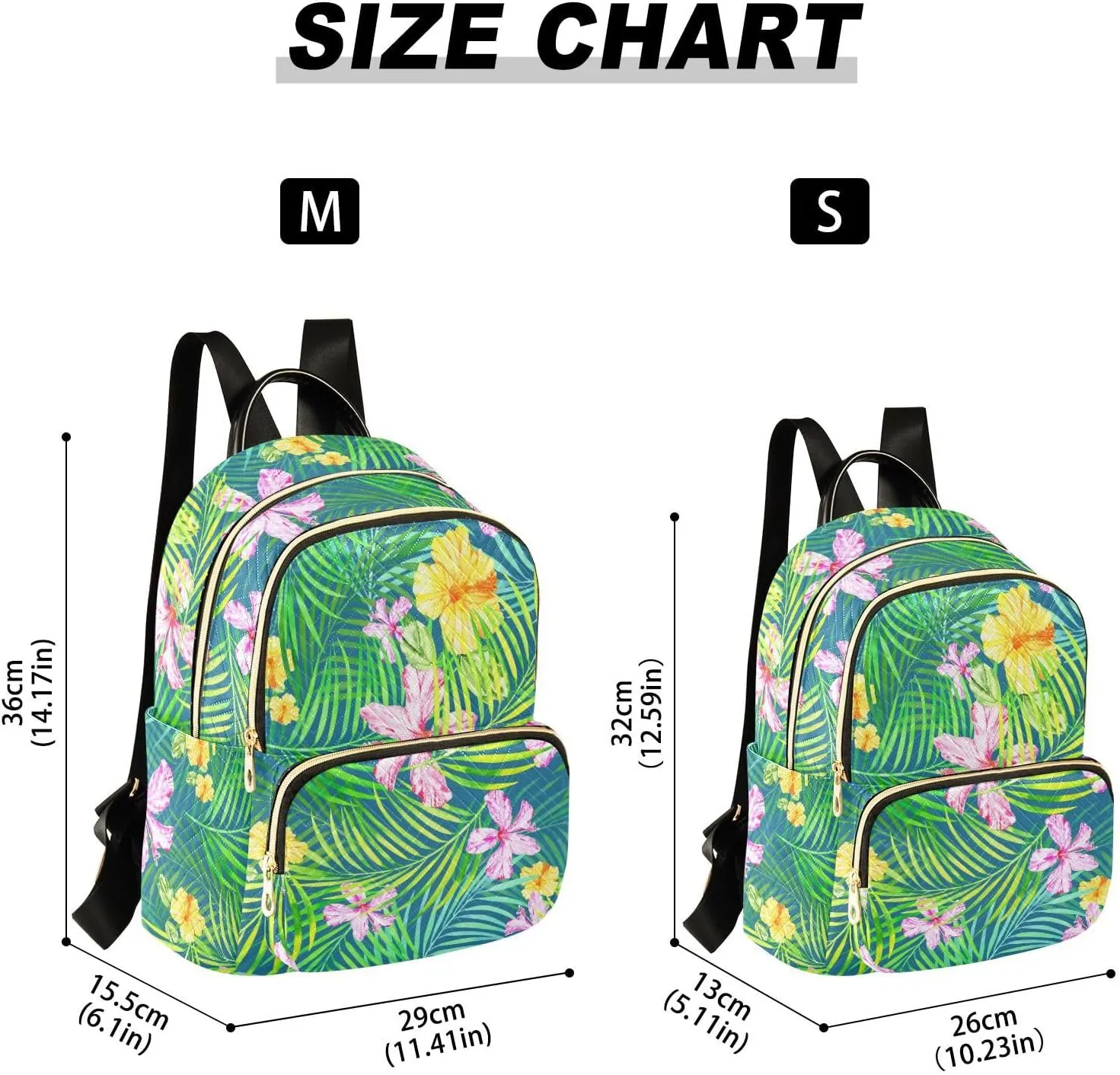 Hawaiian Tropical Palm Branches Hibiscus Flowers Mini Backpack for Women, Travel Backpack Purse for Ladies Fashion Shoulder Bag Daypack Travel Bag
