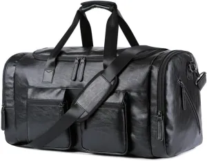HBJWOV Pu Leather Extra-large Capacity Travel Bag Men's Business Trip Duffel Bag Hand Bill Shoulder Travel Duffel Bag