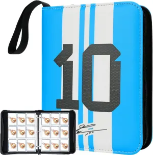HBK Soccer Card Binder, Portable Soccer Cards Holder with 50 Removable Sleeves, PU Leather Sports Card Binder Trading Cards Binder for Cards Storage (900 Pocket)