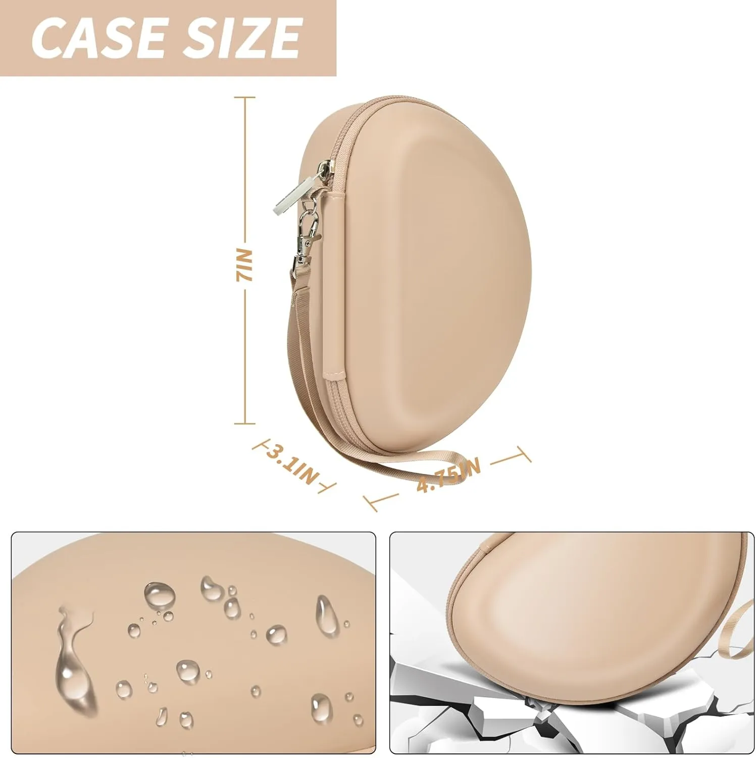 Headphone Case Compatible with Beats Solo 4/ for Beats Studio Pro/for Beats Solo3/ for Beats Studio3/ for Beats Solo2/ for Beats Solo Pro Bluetooth On-Ear Headphones Headset - Beige
